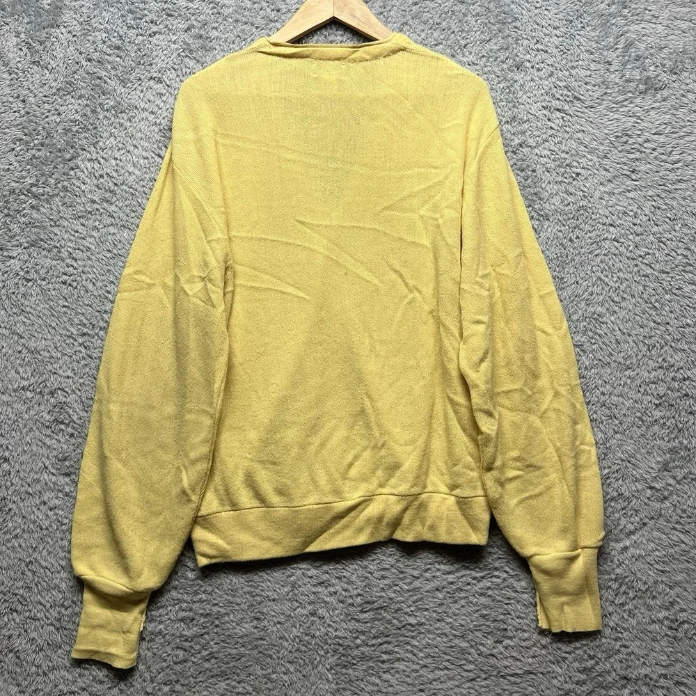 Vintage Izod Lacoste Cardigan Sweater Mens Large Yellow Grandpa Preppy‎ USA Croc